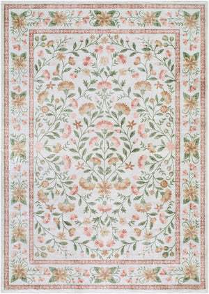 Livabliss Lavable Art Deco Machine Woven Polyester Rug for Entryways and High Traffic Zones Rose, Sage 2'7" x 4' LVB2338-264