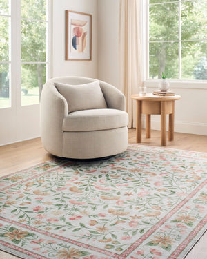 Livabliss Lavable Art Deco Machine Woven Polyester Rug for Entryways and High Traffic Zones Rose, Sage 2'7" x 4' LVB2338-264