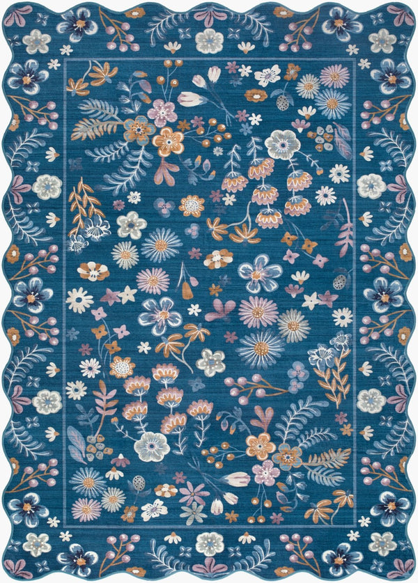 Livabliss Lavable Art Deco Machine Washable Polyester Rug for Entryways and Hallways Denim Blue, Pe 2'7" x 4' LVB2340-264
