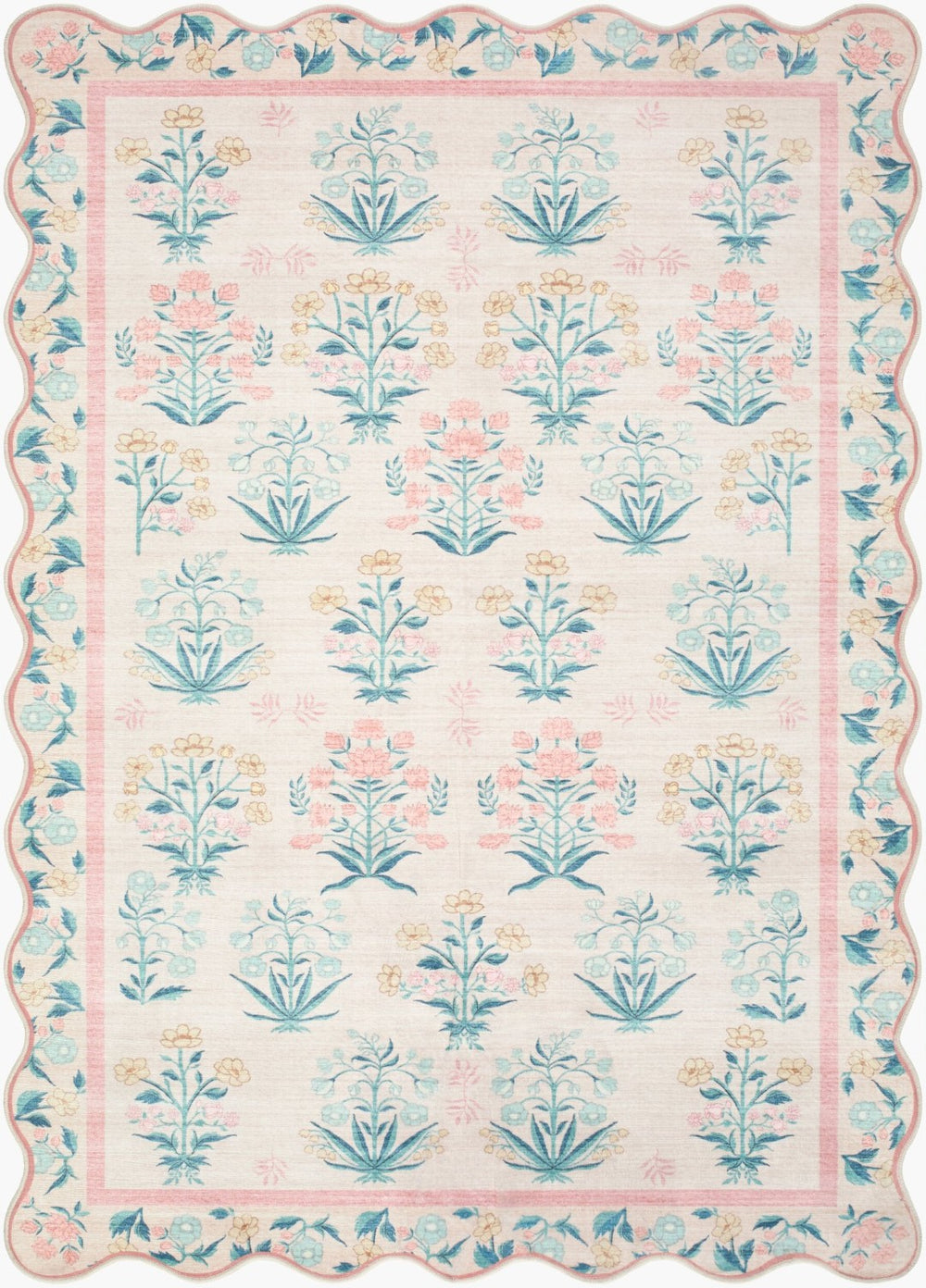 Livabliss Lavable Art Deco Machine Washable Polyester Rug for Entryways and High Traffic Zones Blush, Mint 2'7" x 4' LVB2341-264