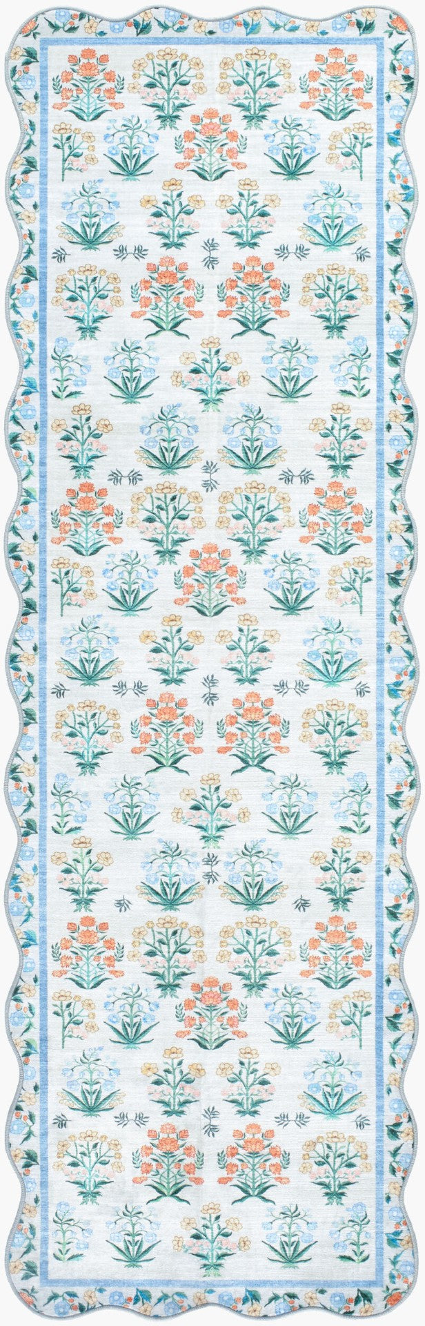 Livabliss Lavable Art Deco Machine Woven Polyester Rug for Entryway Bathroom or Bedside Sky Blue, Coral 2'6" x 8' LVB2342-268