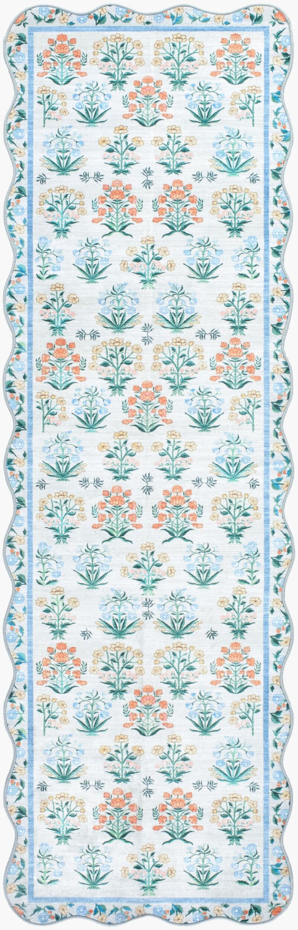 Livabliss Lavable Art Deco Machine Woven Polyester Rug for Entryway Bathroom or Bedside Sky Blue, Coral 2'6" x 8' LVB2342-268