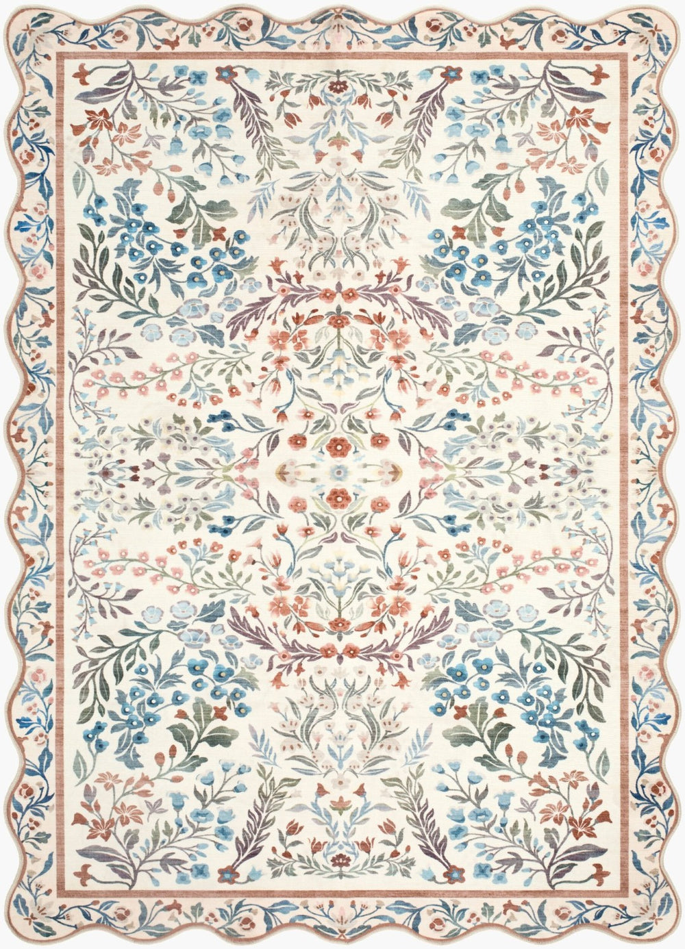 Livabliss Lavable Art Deco Geometric Polyester Accent Rug for Entryways and High Traffic Areas Ivory, Coral 7'6" x 9'5" LVB2344-7696
