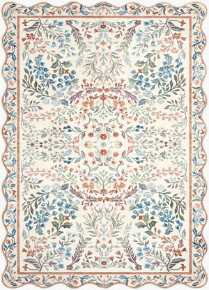 Livabliss Lavable Art Deco Geometric Polyester Accent Rug for Entryways and High Traffic Areas Ivory, Coral 7'6" x 9'5" LVB2344-7696