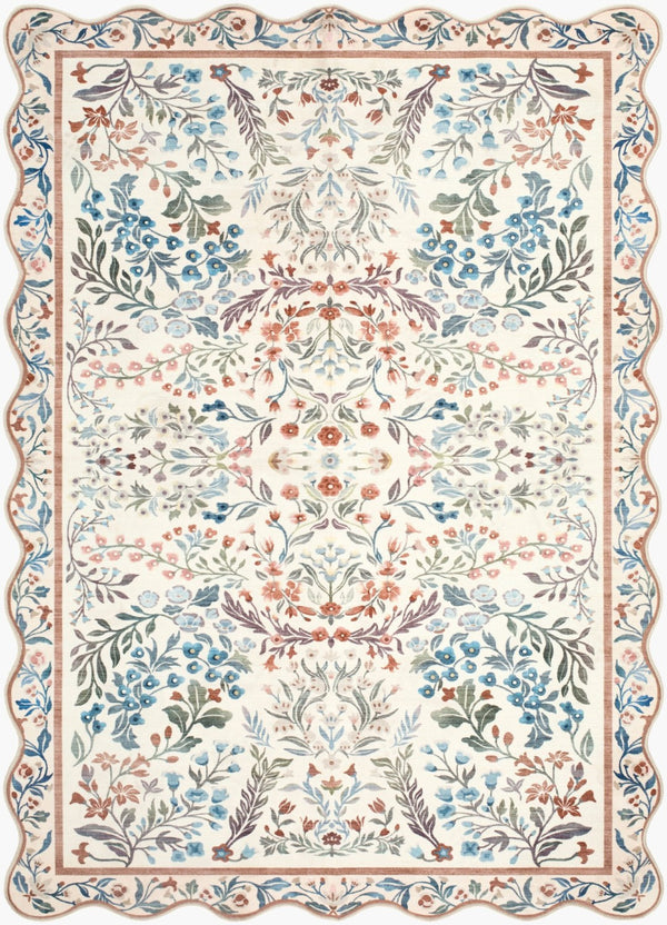 Livabliss Lavable Art Deco Geometric Polyester Accent Rug for Entryways and High Traffic Areas Ivory, Coral 7'6" x 9'5" LVB2344-7696