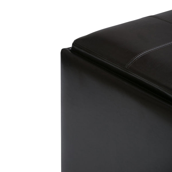 English Elm Avalon - Elegant Square Storage Ottoman In Tanners Brown Faux Leather For Stylish Living Spaces B136P159775