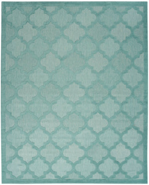 Nourison Easy Care NES01 Machine Made Flat Weave Solid Border Indoor/Outdoor Modern Outdoor Rug Aqua Teal, Aqua Teal 84% Polypropylene,16% Polyester 99446042217