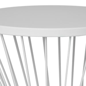 English Elm Lassen Outdoor Side Table Sculptural Hourglass Frame Compact Patio Accent 62073.00WHI