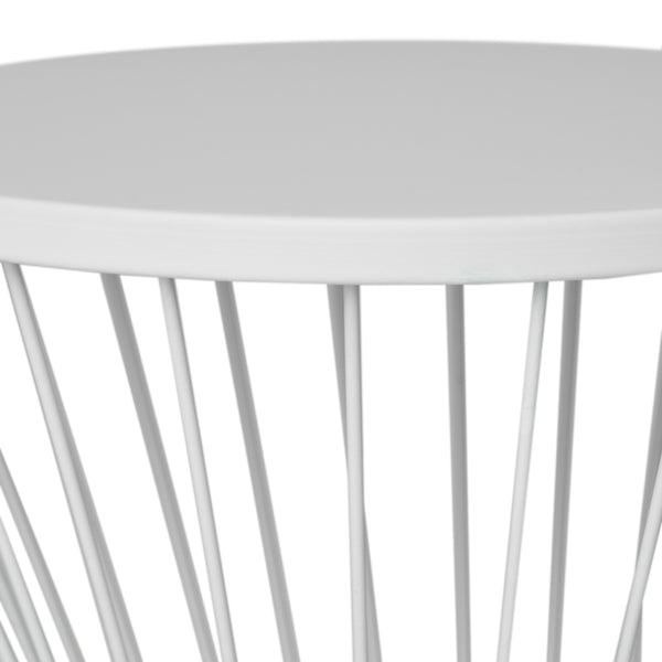 English Elm Lassen Outdoor Side Table Sculptural Hourglass Frame Compact Patio Accent 62073.00WHI