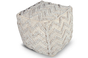 English Elm Steve Silver - Kenzari Handwoven Square Zigzag Ottoman Pouf Gray – Neutral Chevron Fabric Seat, Versatile Accent (21"x21") B081P157705
