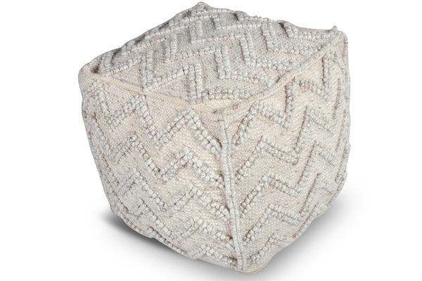 English Elm Steve Silver - Kenzari Handwoven Square Zigzag Ottoman Pouf Gray – Neutral Chevron Fabric Seat, Versatile Accent (21"x21") B081P157705