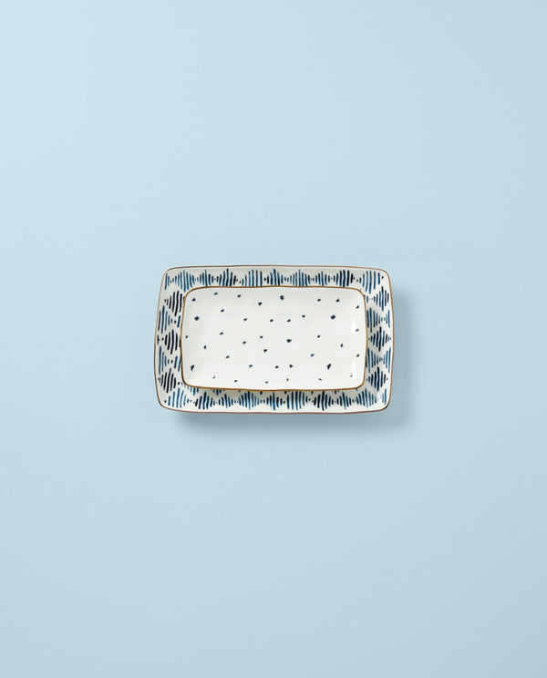 Lenox Blue Bay 2-Piece Nesting Platter Set Blue, WHITE PORCELAIN 893673