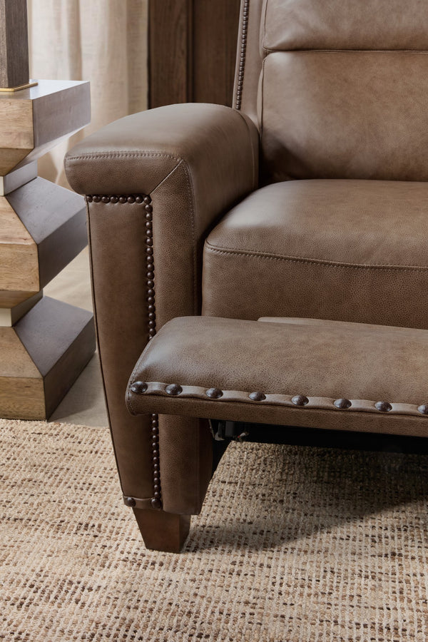 Hooker Furniture Julian Top Grain Leather Power Reclining Sofa with Zero Gravity and Nailhead Trim SS831-PHZ3-088