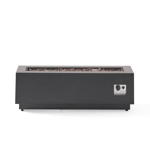 English Elm 40" Outdoor Propane Fire Pit 50000 Btu Powder Coated Iron Rectangular Patio Warmer 62836.00BRN-50K