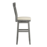 Homelegance By Top-Line Juliette Panel Back Wood Swivel Bar Stool Grey Rubberwood