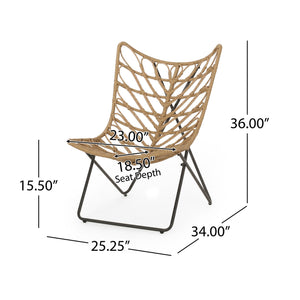 English Elm Bryson Wicker Rattan Outdoor Accent Chair Boho Modern Patio Seating with Geometric Base 70651.00LBRN