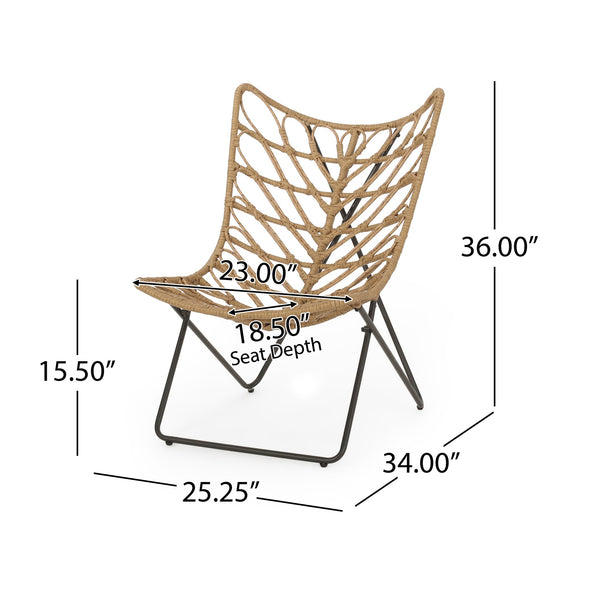 English Elm Bryson Wicker Rattan Outdoor Accent Chair Boho Modern Patio Seating with Geometric Base 70651.00LBRN