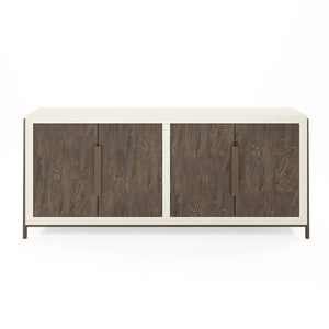A.R.T. Furniture Blanc Credenza - Contemporary Alabaster & Burnished Bronze With Adjustable Shelves & Unique Storage White Parawood Solids,Resin,Metal 289252-1040