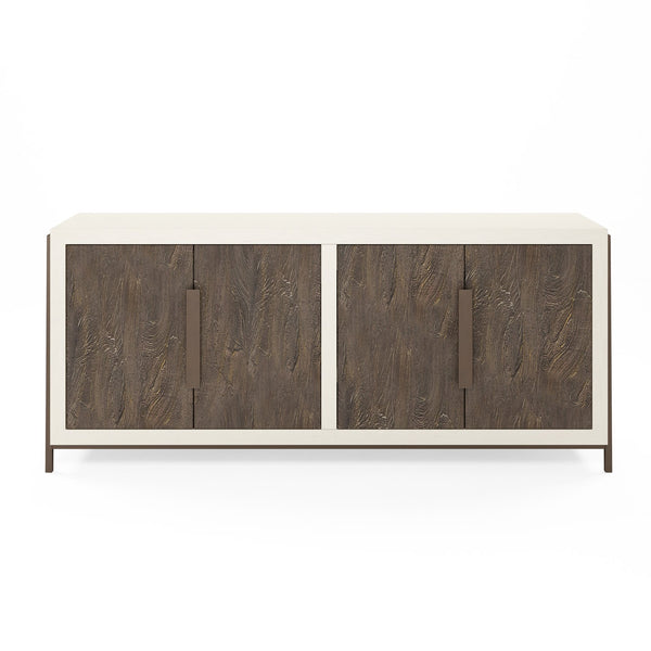 A.R.T. Furniture Blanc Credenza - Contemporary Alabaster & Burnished Bronze With Adjustable Shelves & Unique Storage White Parawood Solids,Resin,Metal 289252-1040