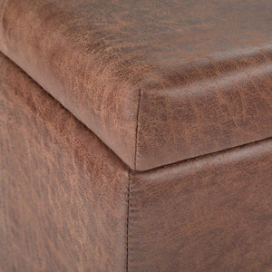 English Elm Dover Storage Ottoman Bench - Stylish Distressed Umber Brown Faux Leather With Hidden Storage B136P159041