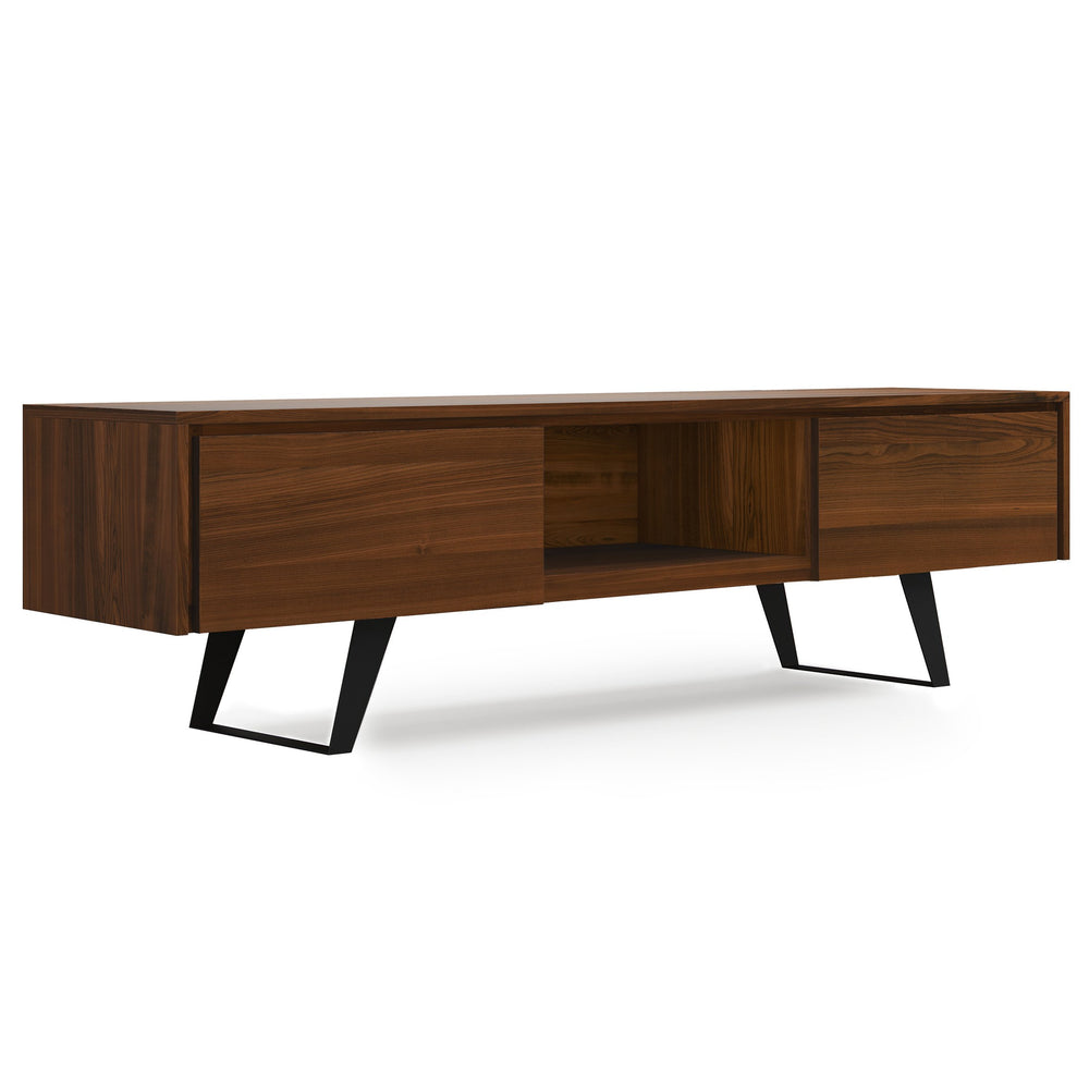 English Elm Lowry 72" Walnut Tv Media Stand - Mid-Century Modern Design With Concealed Storage & Durable Build B136P158889