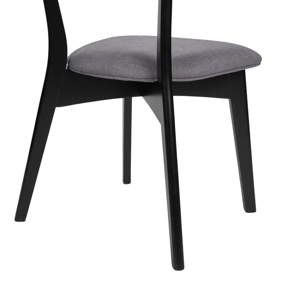 English Elm Christopher Knight Home® - DINING Mid-Century Upholstered Dining Chairs Set of 2 with Rubberwood Splayed Legs and Curved Silhouette DARK GREY 61760.00OAKBLK