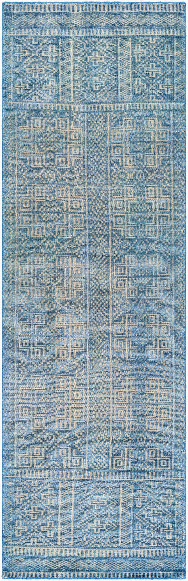 Surya Livorno Hand Made 2'6" X 8' Rug - Timeless Wool & Viscose Design For Elegant Home Décor Upgrade Blue Viscose,Wool Lvn2300-268