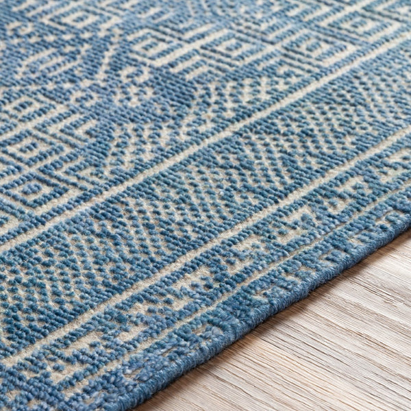 Surya Livorno Hand Made 2'6" X 8' Rug - Timeless Wool & Viscose Design For Elegant Home Décor Upgrade Blue Viscose,Wool Lvn2300-268