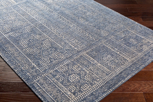 Surya Livorno Hand Made 2'6" X 8' Rug - Timeless Wool & Viscose Design For Elegant Home Décor Upgrade Dark Blue Viscose,Wool Lvn2301-23