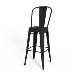 English Elm Fletcher 30" Industrial Metal Bar Stool Set Of 2 - Black Ergonomic Design For Bars & Kitchens B136P158662
