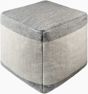 Surya Latvia Cottage-style Pouf - Eco-friendly, Outdoor-safe, Cozy Seating For Home & Patio Relaxation Charcoal Recycled Pet Yarn,Polyester,Polybeads Lvpf001-181818