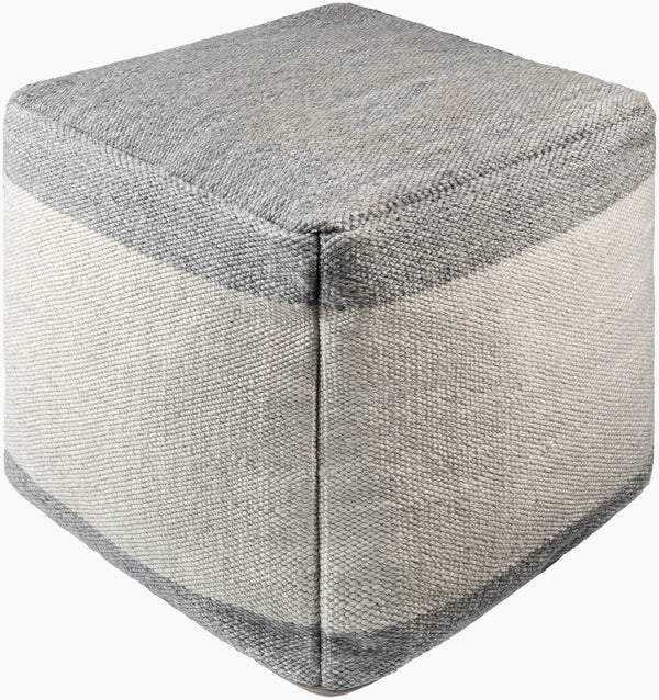 Surya Latvia Cottage-style Pouf - Eco-friendly, Outdoor-safe, Cozy Seating For Home & Patio Relaxation Charcoal Recycled Pet Yarn,Polyester,Polybeads Lvpf001-181818