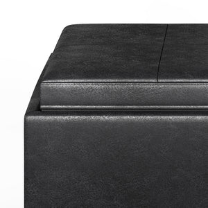 English Elm Avalon 5-Piece Storage Ottoman Set In Distressed Black Faux Leather - Stylish, Versatile, & Functional B136P159759