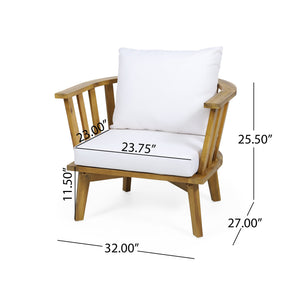 English Elm Christopher Knight Home® - Outdoor Acacia Wood Patio Club Chair — Teak Finish, Waterproof Plush Cushions, Deep Seating, 400lb Capacity, Stylish Slat Back 64851.00WHI