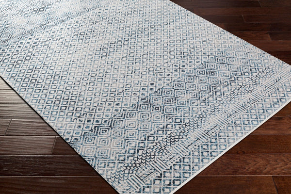 Livabliss Lavadora Machine Woven Polyester Area Rug Bohemian Global Pattern for Living Room Ink Blue, Blue 6'7" x 6'7" LVR2320-67RD