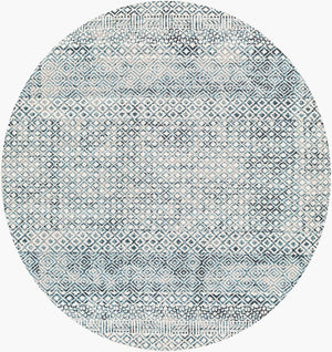 Livabliss Lavadora Machine Woven Polyester Area Rug Bohemian Global Pattern for Living Room Ink Blue, Blue 6'7" x 6'7" LVR2320-67RD