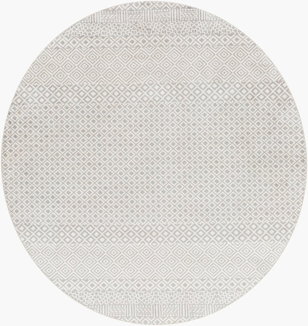 Livabliss Lavadora Machine Woven Polyester Area Rug Bohemian Global Pattern for Living Rooms Gray, Light Gra 6'7" x 6'7" LVR2321-67RD