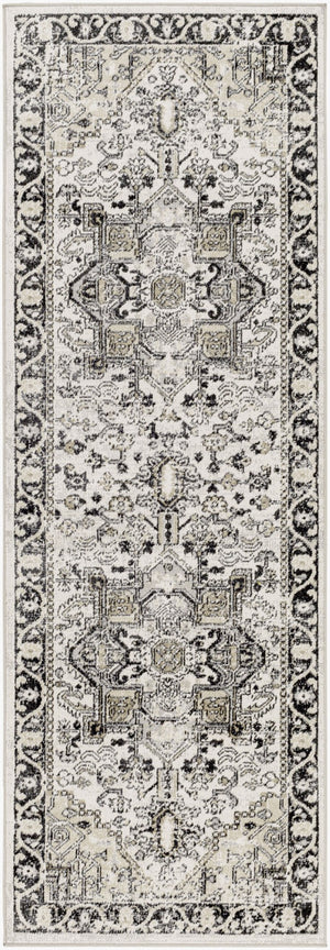 Livabliss Lavadora Machine Woven Polyester Runner Rug Traditional Pattern for Hallway or Entryway Black, Taupe 2'7" x 7'3" LVR2322-2773