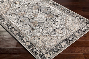 Livabliss Lavadora Machine Woven Polyester Runner Rug Traditional Pattern for Hallway or Entryway Black, Taupe 5'3" x 7' LVR2322-537