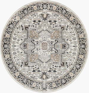 Livabliss Lavadora Machine Woven Polyester Runner Rug Traditional Pattern for Hallway or Entryway Black, Taupe 6'7" x 6'7" LVR2322-67RD