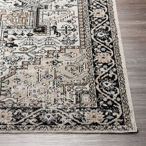 Livabliss Lavadora Machine Woven Polyester Runner Rug Traditional Pattern for Hallway or Entryway Black, Taupe 5'3" x 7' LVR2322-537