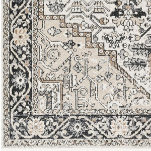 Livabliss Lavadora Machine Woven Polyester Runner Rug Traditional Pattern for Hallway or Entryway Black, Taupe 5'3" x 7' LVR2322-537