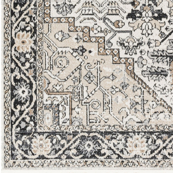 Livabliss Lavadora Machine Woven Polyester Runner Rug Traditional Pattern for Hallway or Entryway Black, Taupe 5'3" x 7' LVR2322-537