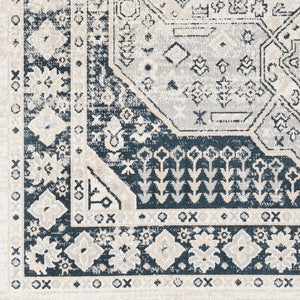 Livabliss Lavadora Machine Woven Polyester Runner Rug Traditional Medallion Pattern for Hallways Black, Ink Blue 9'2" x 12' LVR2324-9312