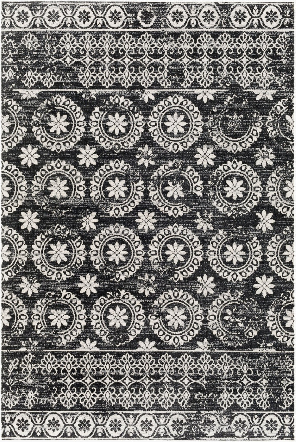 Livabliss Lavadora Traditional Polyester Area Rug Low Pile Woven Accent for Living Room Floors Black, Gray 5'3" x 7' LVR2325-537