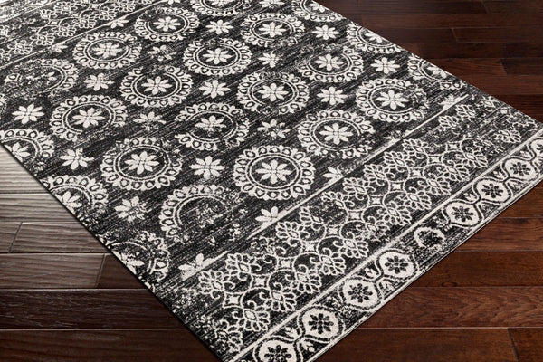 Livabliss Lavadora Traditional Polyester Area Rug Low Pile Woven Accent for Living Room Floors Black, Gray 5'3" x 7' LVR2325-537