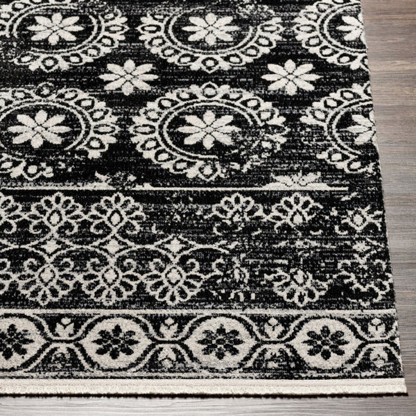 Livabliss Lavadora Traditional Polyester Area Rug Low Pile Woven Accent for Living Room Floors Black, Gray 5'3" x 7' LVR2325-537
