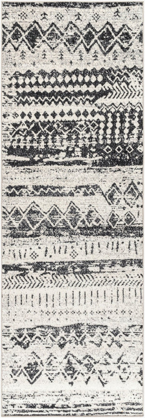 Livabliss Lavadora Global Pattern Polyester Runner Rug for Hallways and High Traffic Entryways Black, Gray 2'7" x 7'3" LVR2329-2773