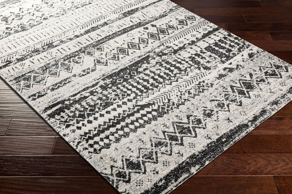 Livabliss Lavadora Global Pattern Polyester Runner Rug for Hallways and High Traffic Entryways Black, Gray 9'2" x 12' LVR2329-9312