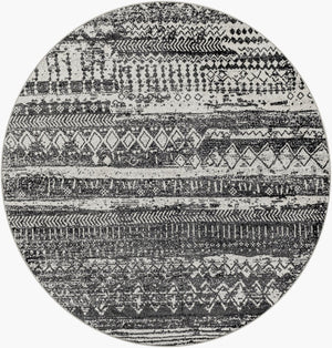 Livabliss Lavadora Machine Woven Polyester Area Rug Bohemian Global Pattern for Living Dining Rooms Black, Gray 6'7" x 6'7" LVR2330-67RD